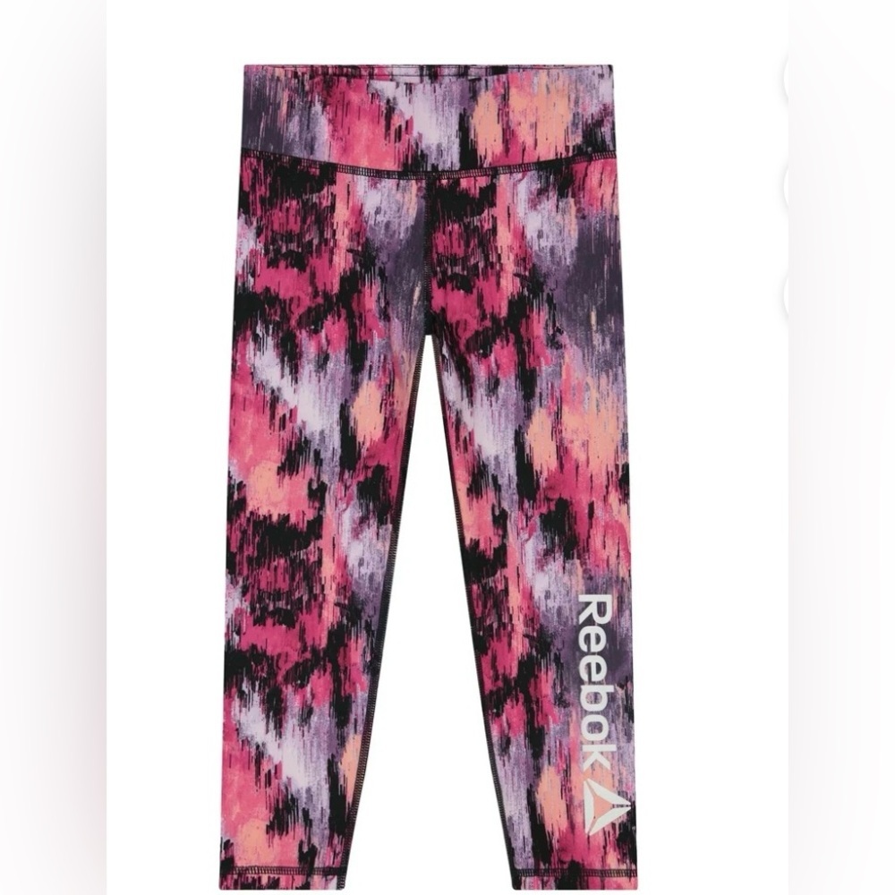 NWT Reebok Girls Pink Purple‎ Printed Leggings XXL (18) Athletic Activewear